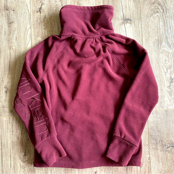 Calvin Klein Performance burgundy warm fleece full zip sweater w/ high collar - Picture 5 of 9